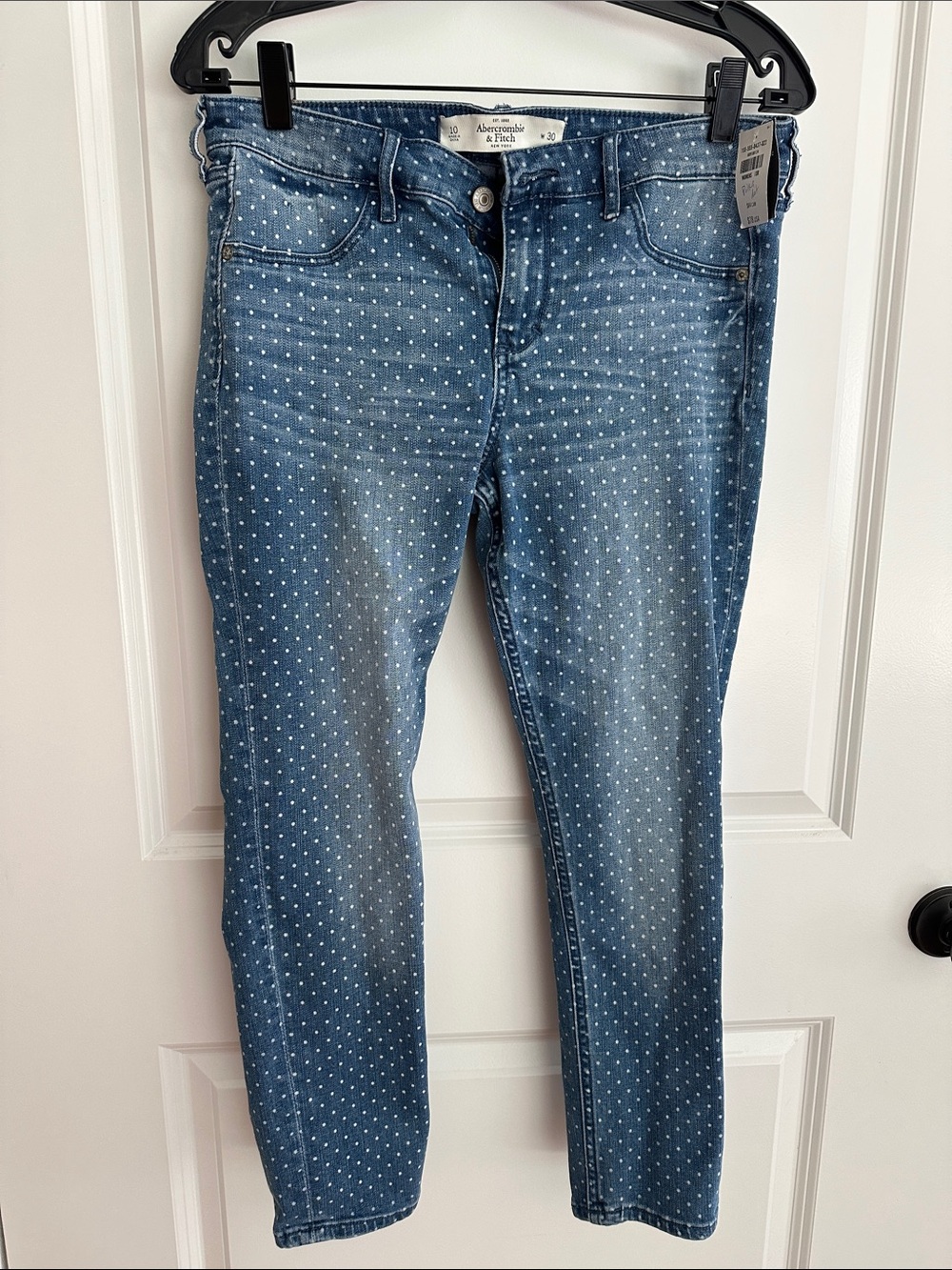 Abercrombie & Fitch Blue Polka Dot Skinny Jeans